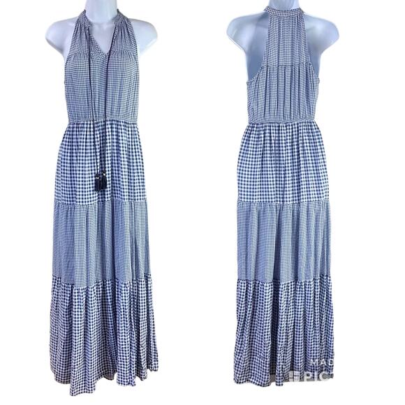 LC Lauren Conrad Gingham Halter Maxi Dress Sz Small - Picture 1 of 6